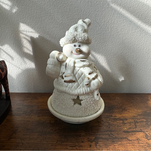 White Snowman Figurine with Gold Accents - Picture 3 of 3
